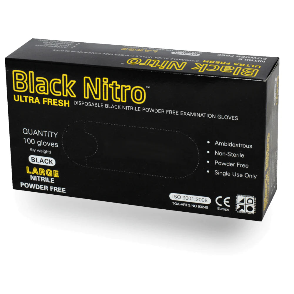 BLACK NITRILE GLOVES (NITRO BRAND)