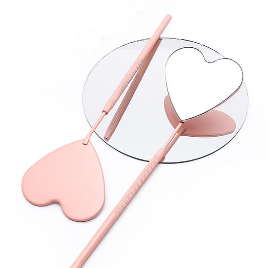 PINK HEART STAINLESS STEEL EYELASH CHECKING MIRROR